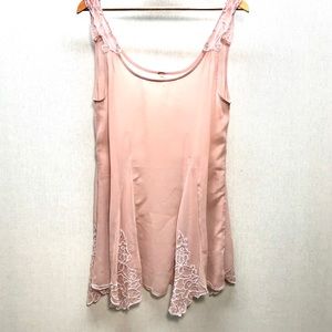 Free People Dusty Pink Beaded Sheer Slip